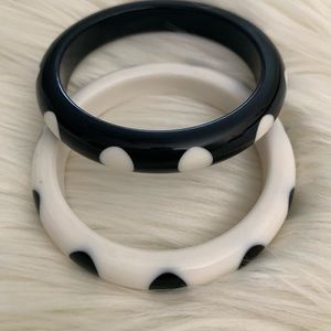 Plastic Polka Dot Black and White Bangle
